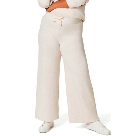 Spanx AirEssentials Cropped Wide Leg Pants Oatmeal Heather High-Rise Trousers XL - Picture 3 of 8